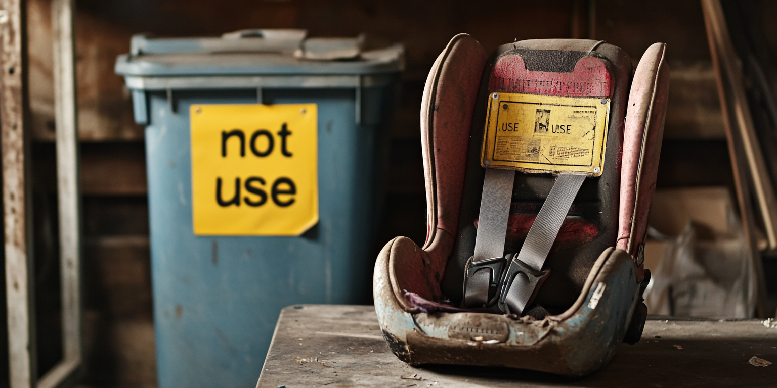 Expired convertible seat; harness cut prior to disposal